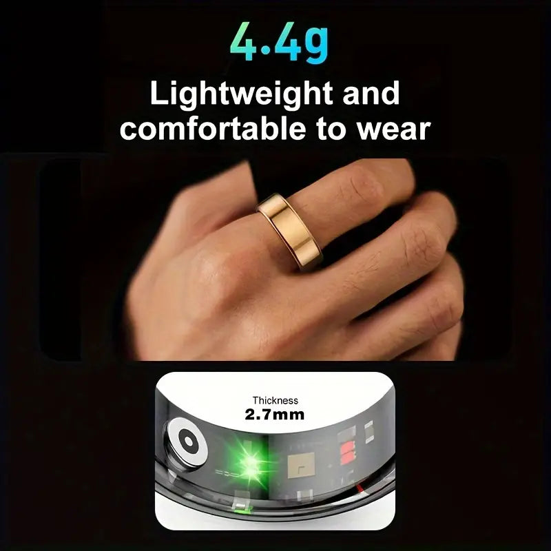 Smart Ring Fitness Tracker - Stainless Steel Workout Smart Ring - Never Give Up Fit & Healthy