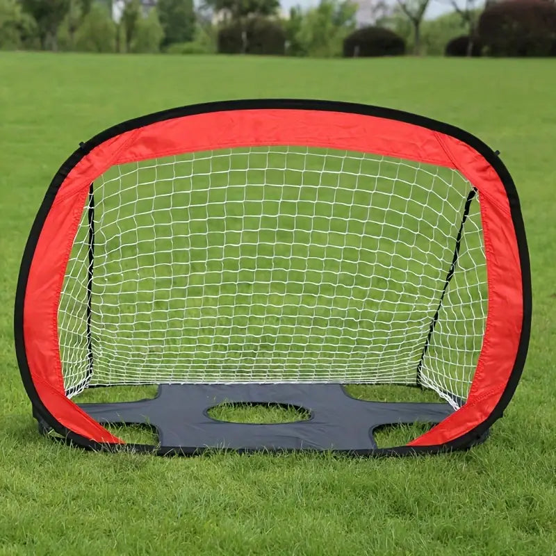 Portable Dual-Use Folding Soccer Goal – Red | Stainless Steel, Foldable & Built for Precision Training - Never Give Up Fit & Healthy