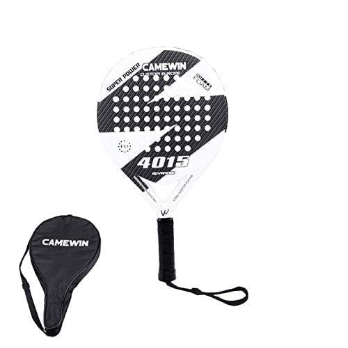 Padel Tennis Racket Carbon Fiber Diamond Shape with Bag Included - White and Black, One Size - Never Give Up Fit & Healthy