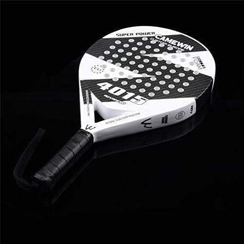 Padel Tennis Racket Carbon Fiber Diamond Shape with Bag Included - White and Black, One Size - Never Give Up Fit & Healthy