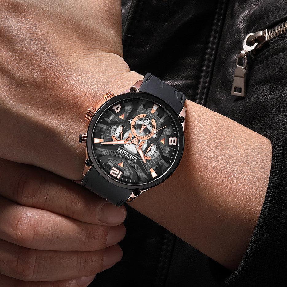 Quartz Sports Watch – Rugged Design, 3ATM Water Resistance & Comfortable Silicone Band - Never Give Up Fit & Healthy