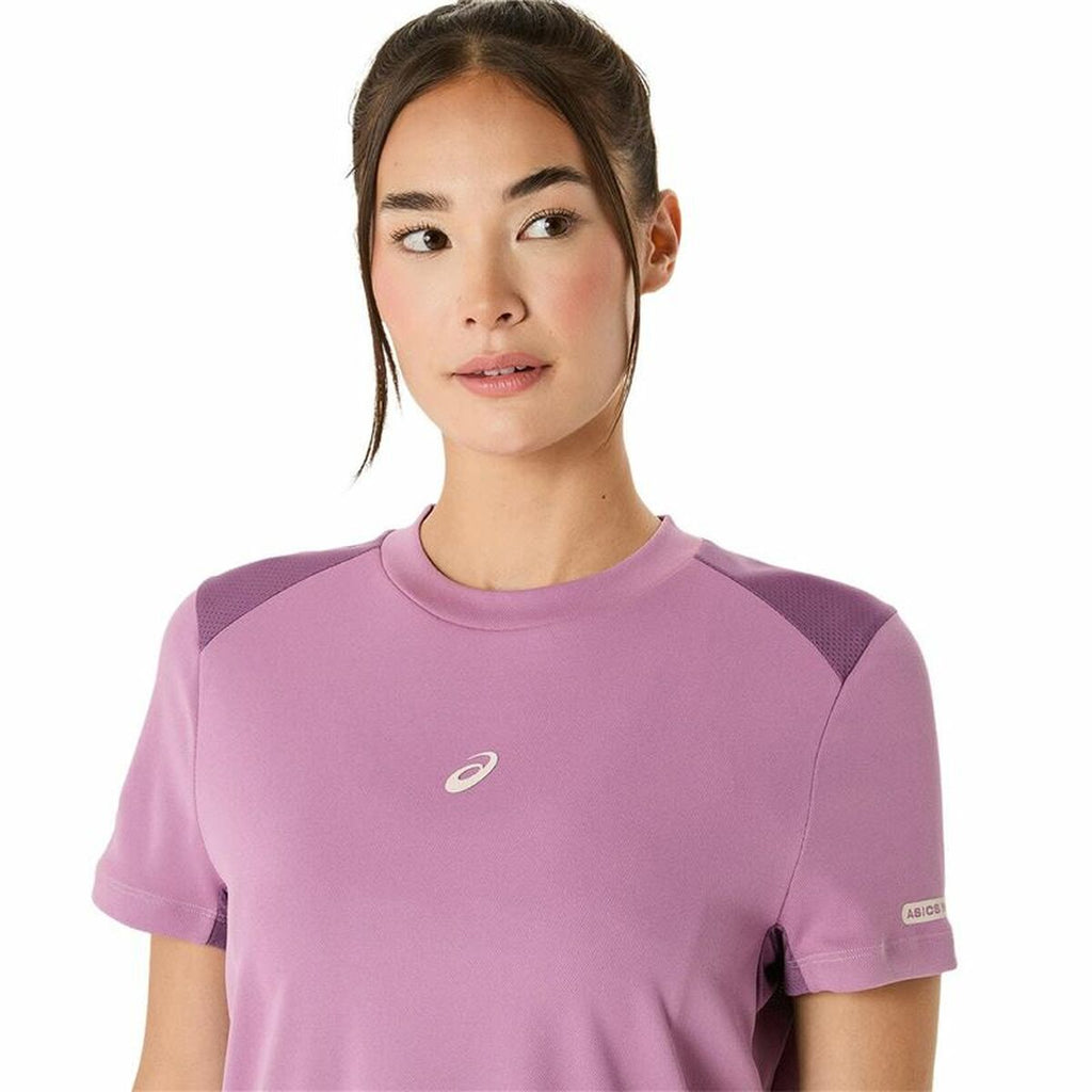 Women’s Short Sleeve T-Shirt Asics Padel Court Ss Top Purple Violet - Never Give Up Fit & Healthy