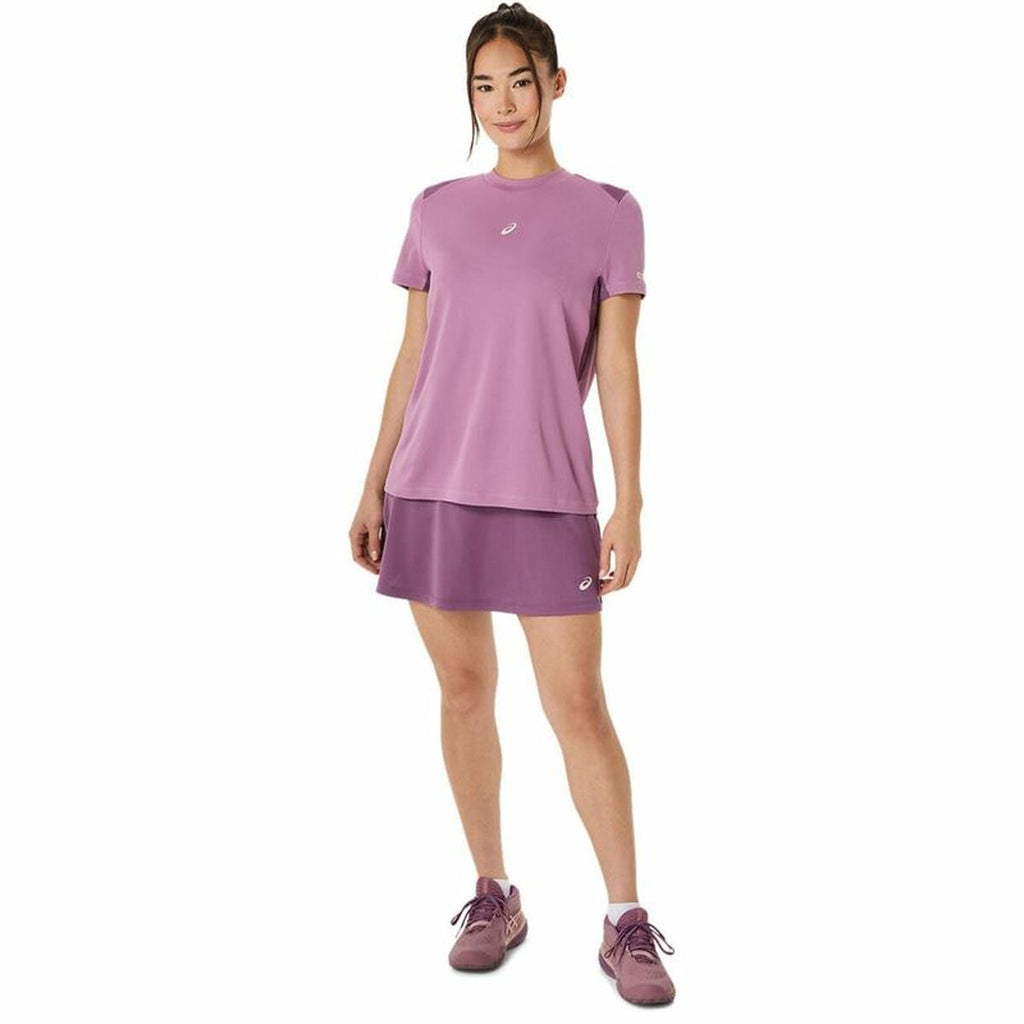 Women’s Short Sleeve T-Shirt Asics Padel Court Ss Top Purple Violet - Never Give Up Fit & Healthy