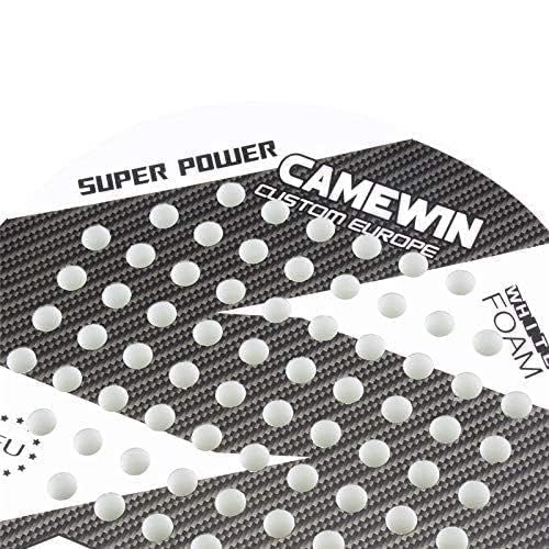 Padel Tennis Racket Carbon Fiber Diamond Shape with Bag Included - White and Black, One Size - Never Give Up Fit & Healthy