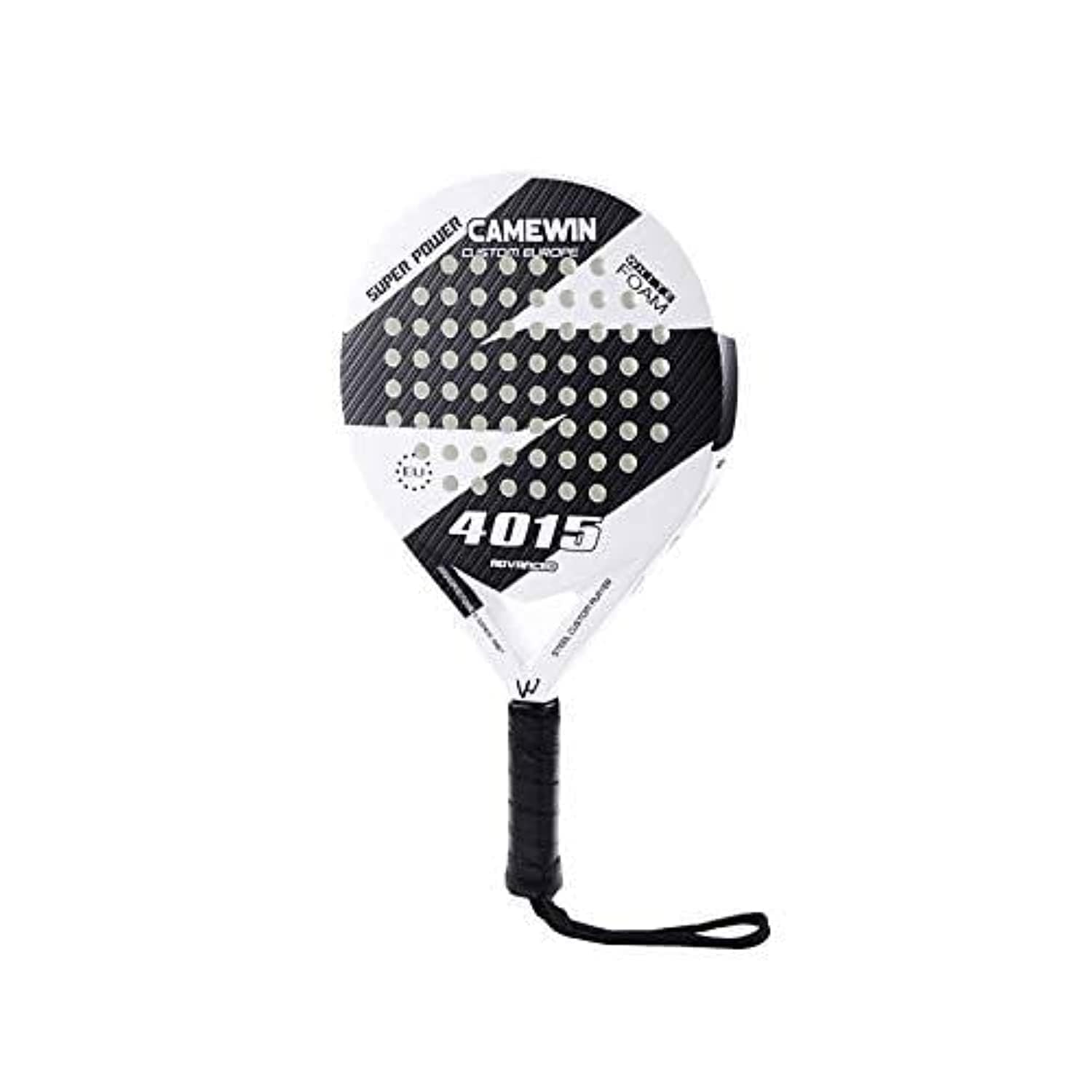 Padel Tennis Racket Carbon Fiber Diamond Shape with Bag Included - White and Black, One Size - Never Give Up Fit & Healthy
