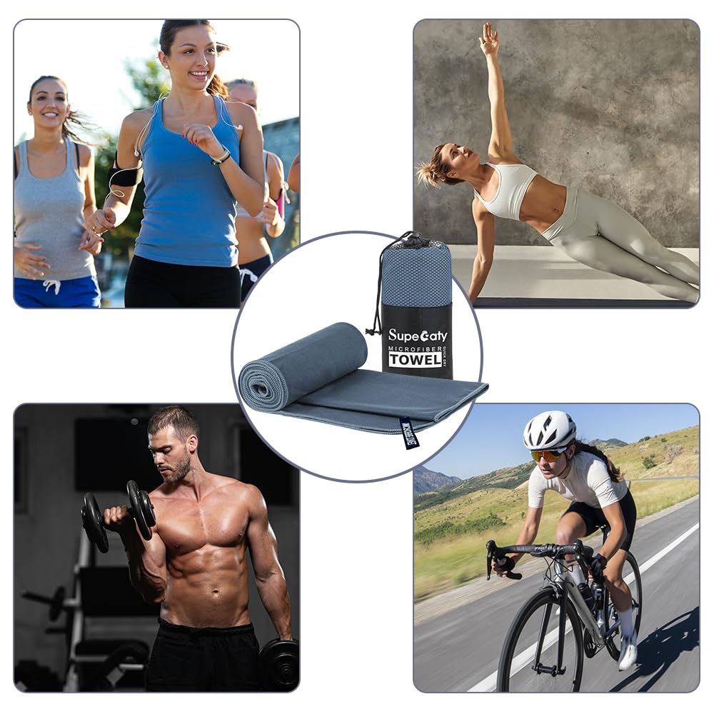 Workout Classy - 2 Pack Quick Drying Gym Towel 40x80CM Soft Microfiber Lightweight Sport Sweat Towel Perfect Travel Camping Towel Super Absorbent Ultra Compact for Gym Sport Yoga Backpacking Beach Swimming, Navy Blue - Never Give Up Fit & Healthy