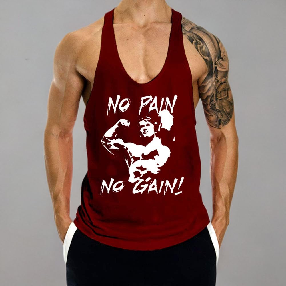 Men's Gym Tank Tops Y-Back Workout Muscle Tee Sleeveless Fitness Bodybuilding Tank - Never Give Up Fit & Healthy