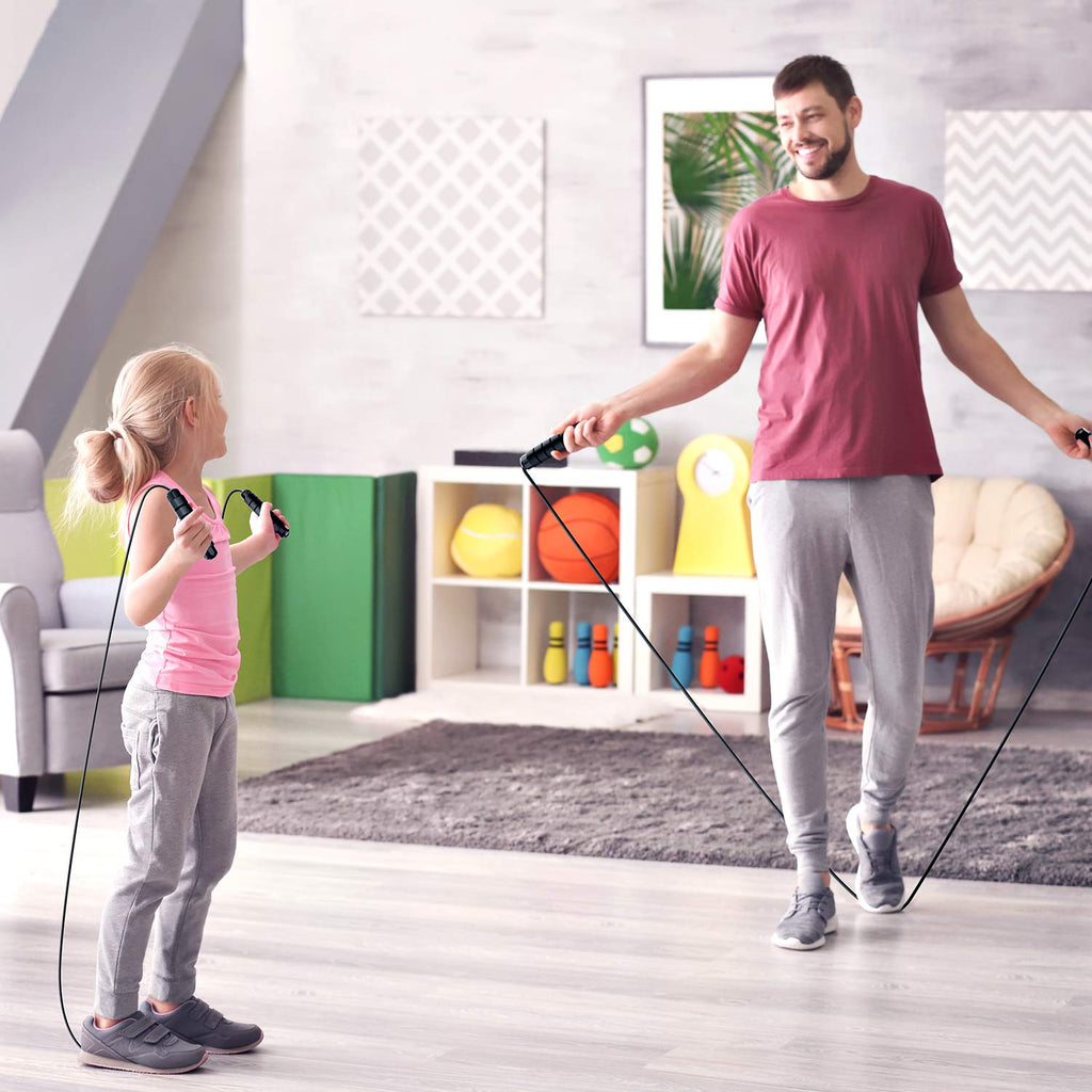 Your Best Cardio Partner - Jump Rope, Tangle-Free Rapid Speed Jumping Rope Cable with Ball Bearings for Women, Men, and Kids, Adjustable Steel Jump Rope Workout with Foam Handles for Fitness, Home Exercise & Slim Body - Never Give Up Fit & Healthy