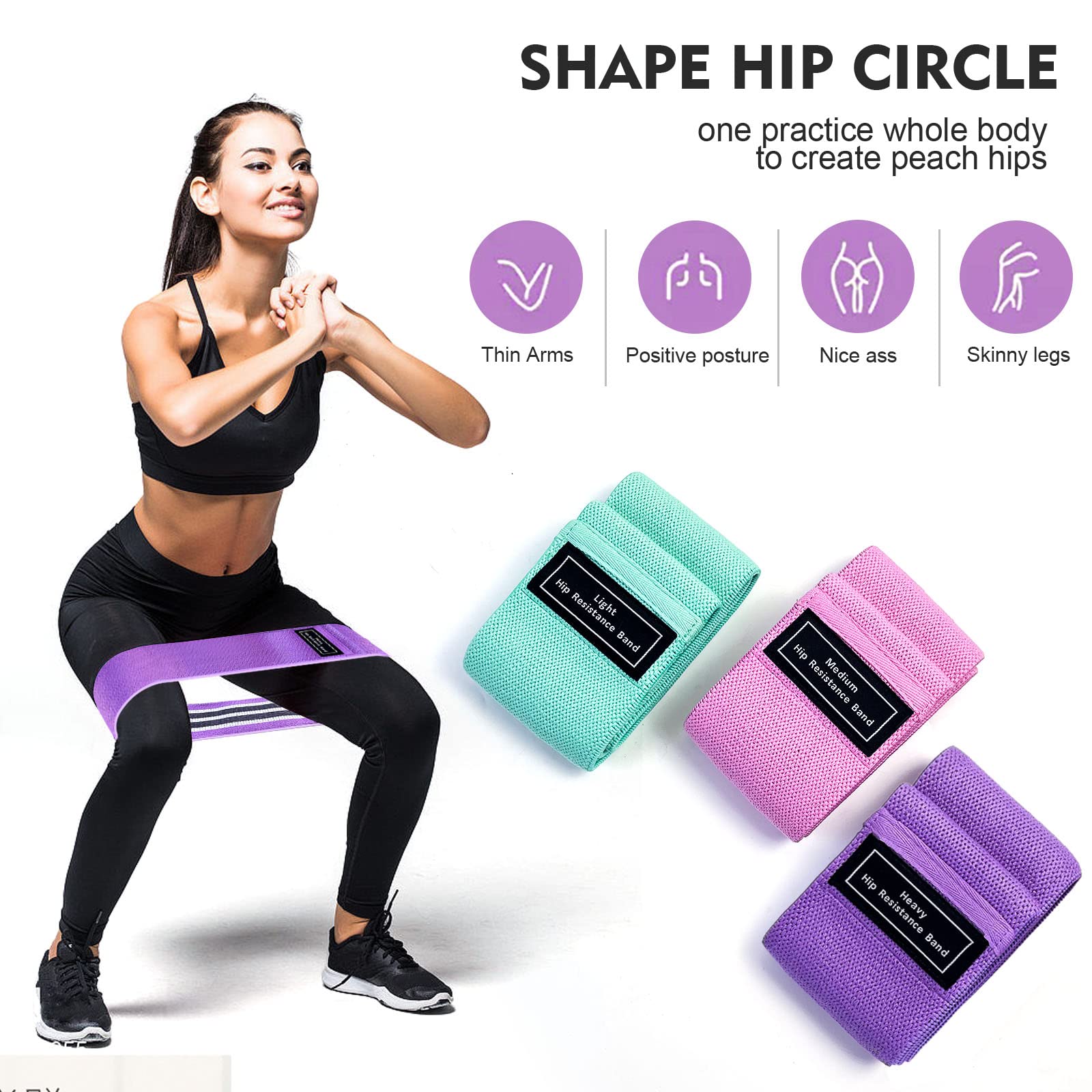 SKY-TOUCH Fabric Resistance Bands – Set of 3 (Multicolor) - Never Give Up Fit & Healthy