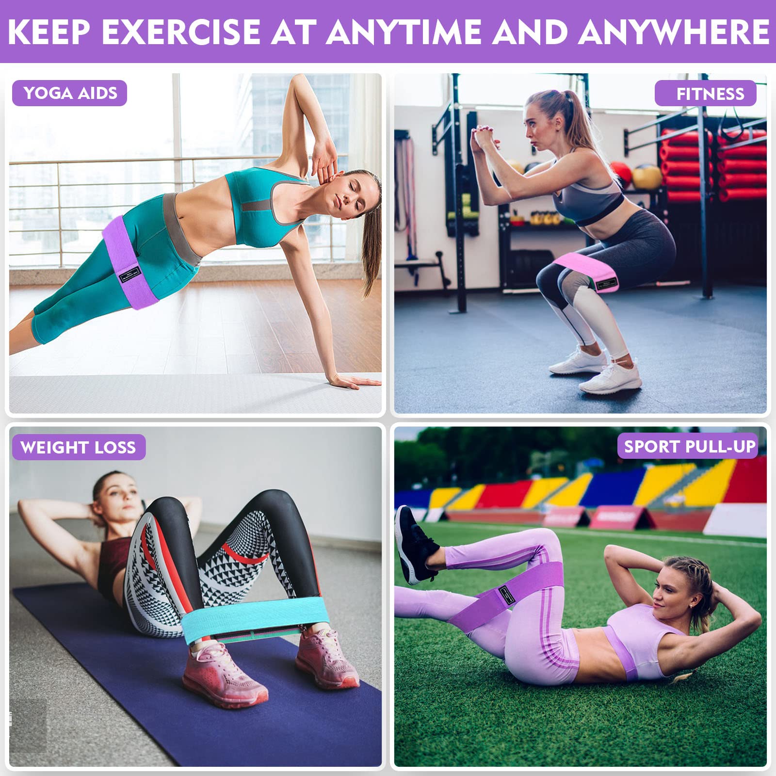 SKY-TOUCH Fabric Resistance Bands – Set of 3 (Multicolor) - Never Give Up Fit & Healthy