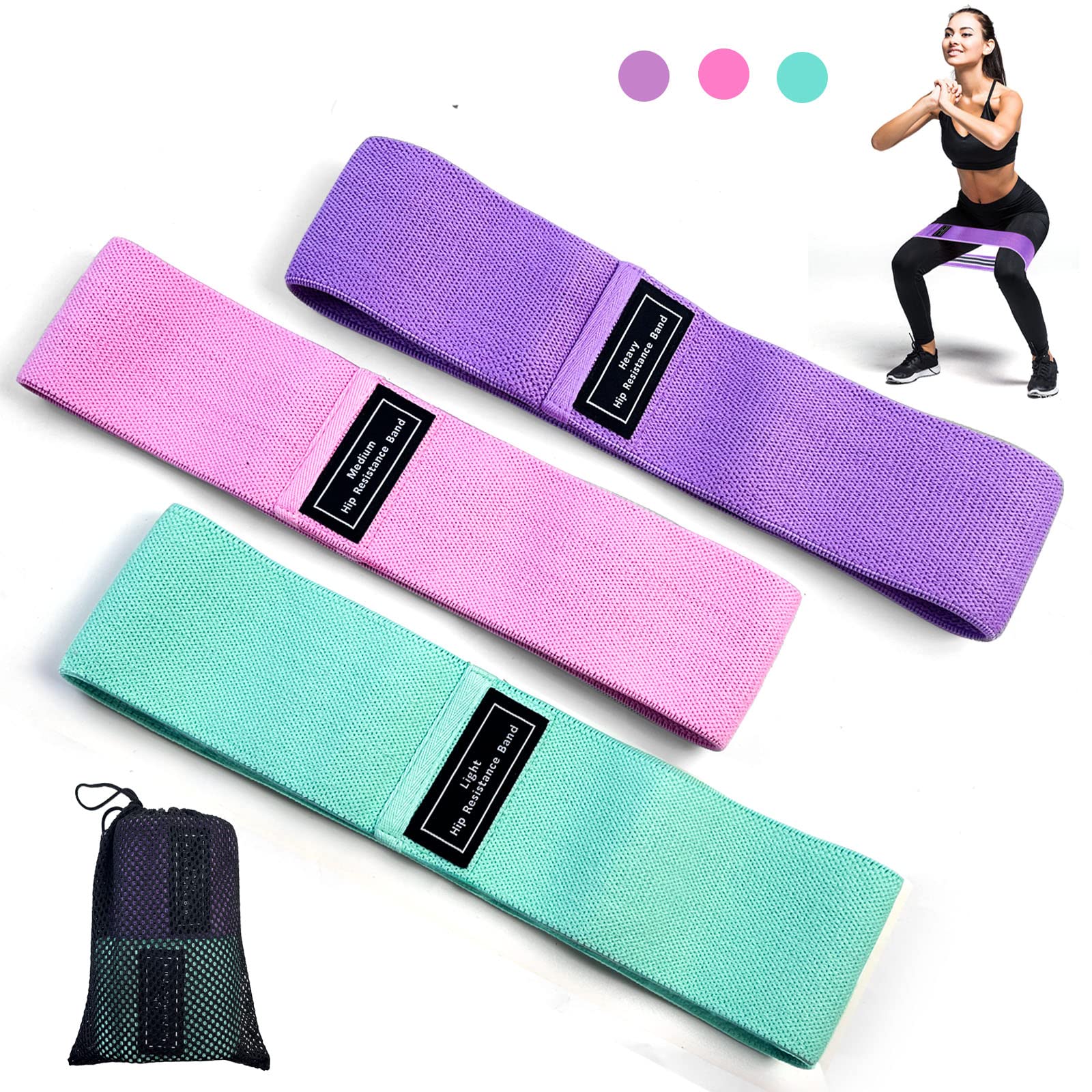 SKY-TOUCH Fabric Resistance Bands – Set of 3 (Multicolor) - Never Give Up Fit & Healthy