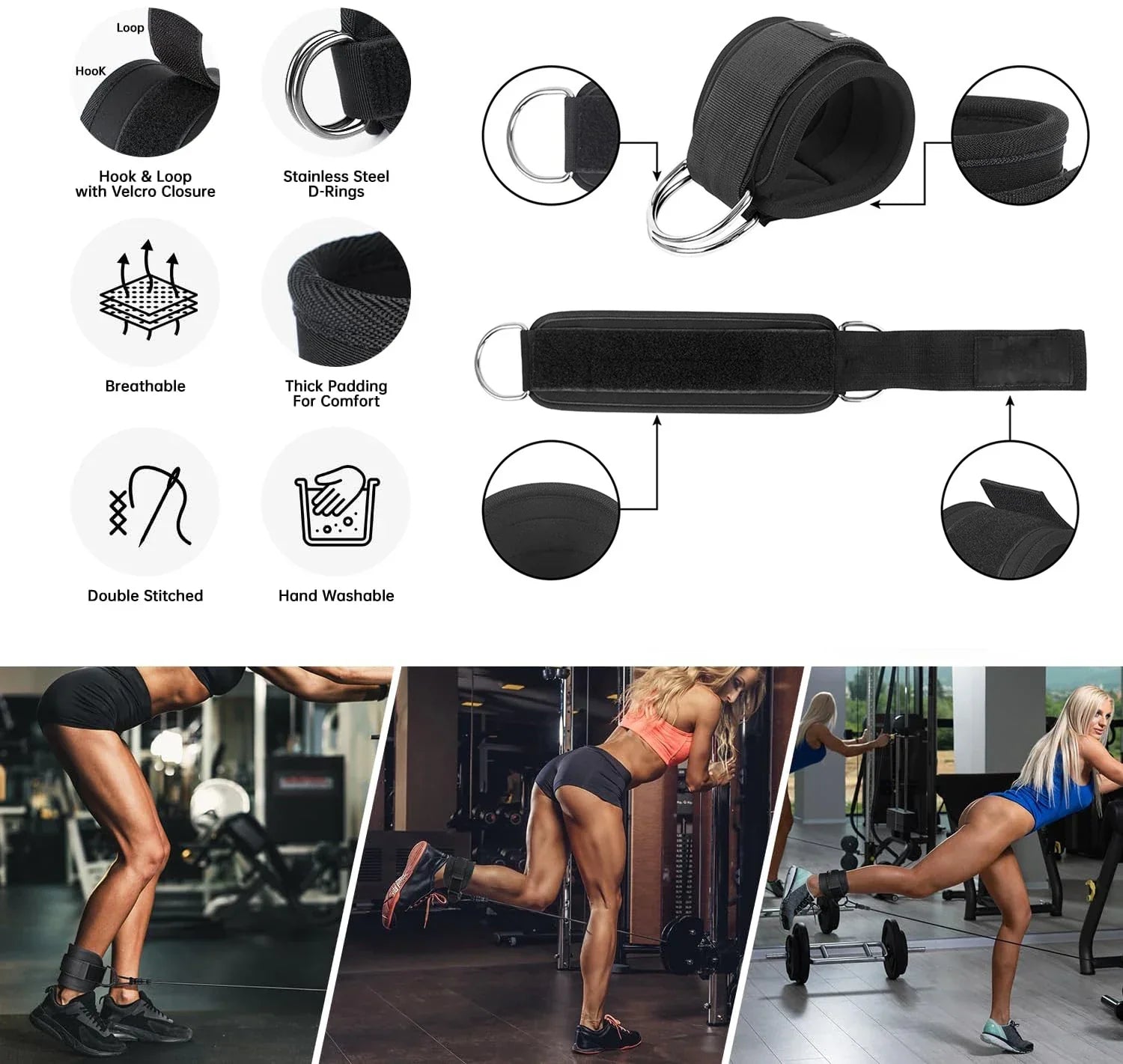 Ankle Resistance Bands Set for Leg and Butt Training - Never Give Up Fit & Healthy