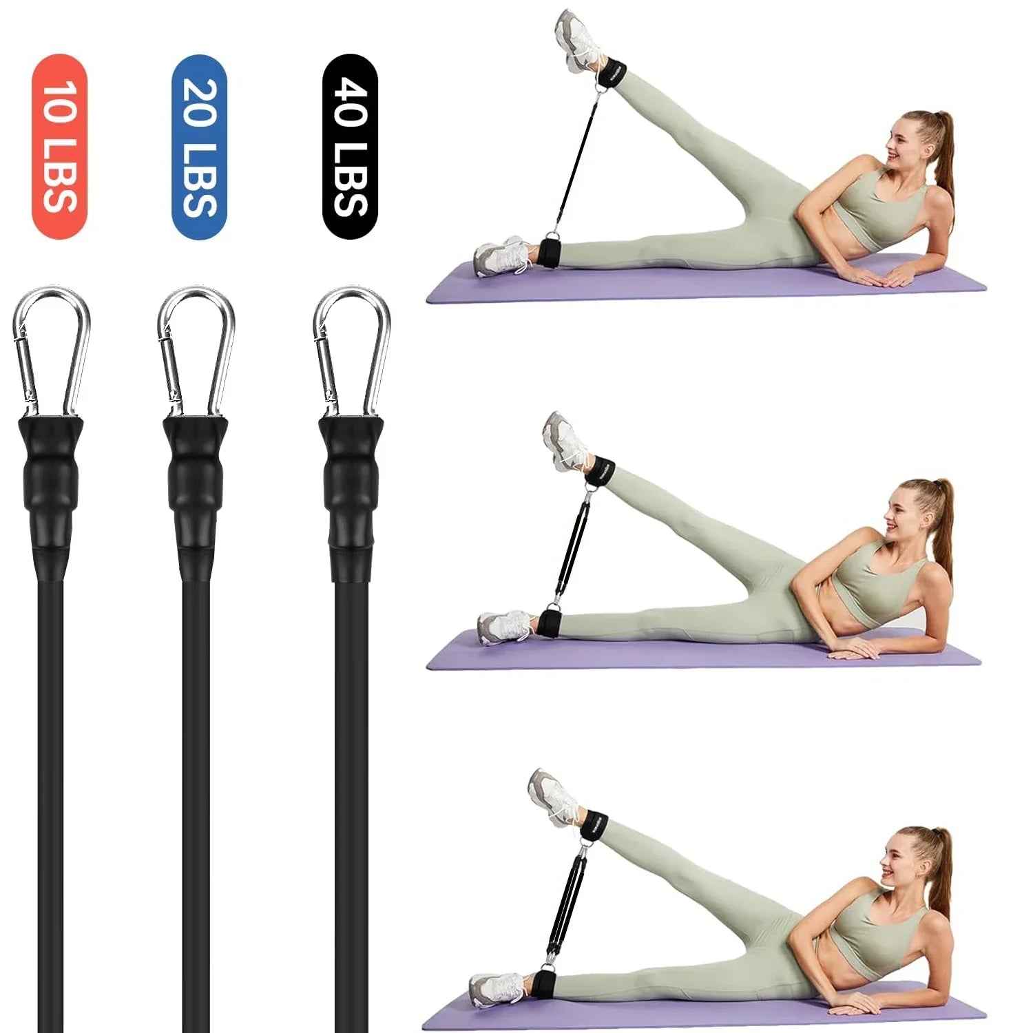 Ankle Resistance Bands Set for Leg and Butt Training - Never Give Up Fit & Healthy
