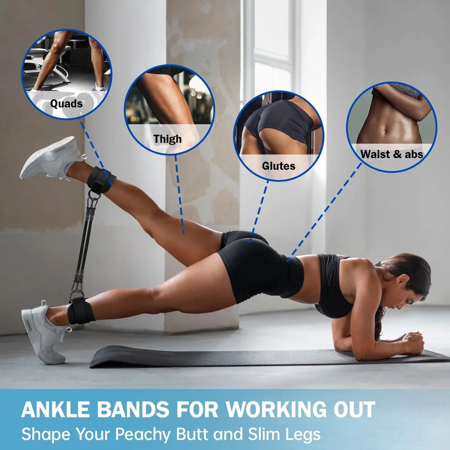 Ankle Resistance Bands Set for Leg and Butt Training - Never Give Up Fit & Healthy