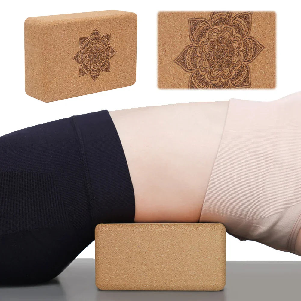 Cork Yoga Block Set Non-Slip High Density (Brown) - Never Give Up Fit & Healthy