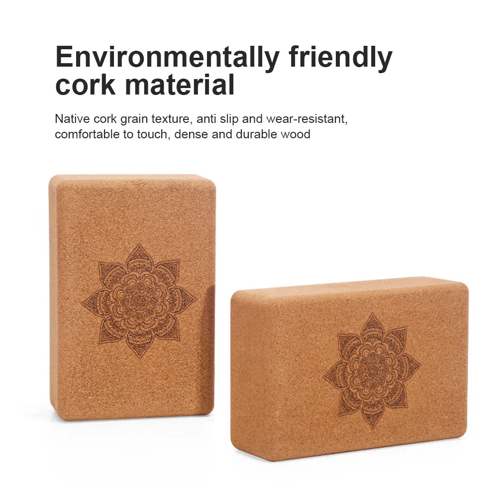Cork Yoga Block Set Non-Slip High Density (Brown) - Never Give Up Fit & Healthy