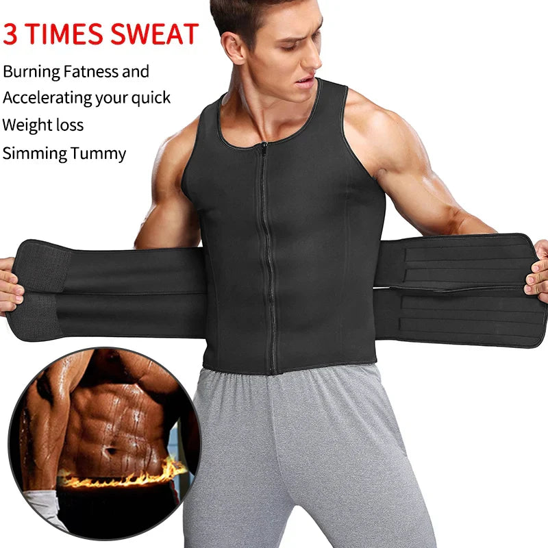 Men Sauna Waist Trainer Fitness Vest Body Shaper - Never Give Up Fit & Healthy