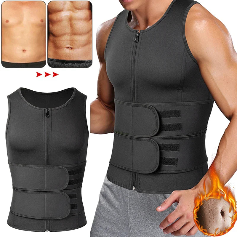 Men Sauna Waist Trainer Fitness Vest Body Shaper - Never Give Up Fit & Healthy