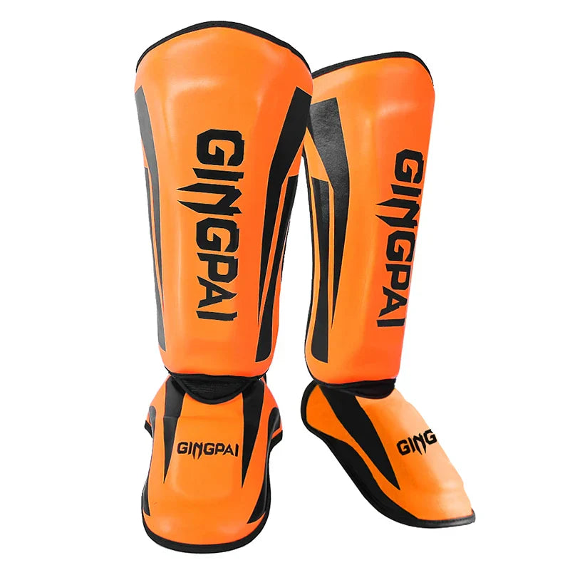 Mixed Martial Arts Shin Guards Protection Pads Orange - Never Give Up Fit & Healthy