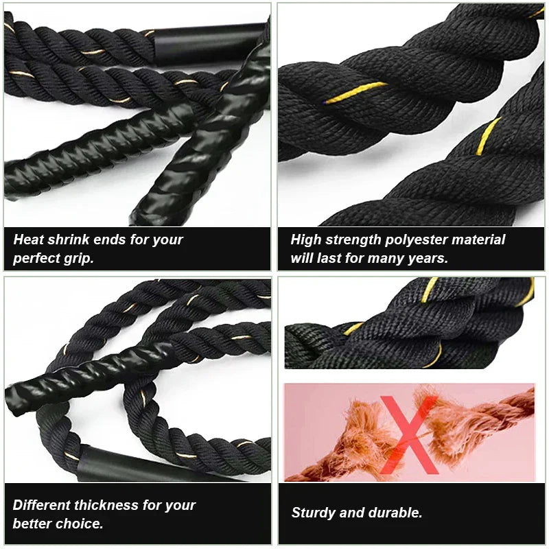 Heavy Weighted Jump Rope – 3m Training Rope for Strength, Agility & Fat Burn - Never Give Up Fit & Healthy
