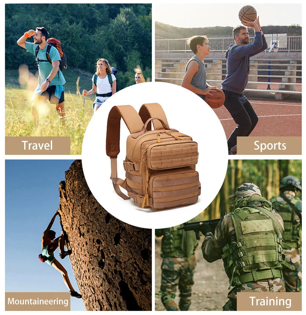 9L Tactical Sport Backpack Bug Out Bag Khaki - Never Give Up Fit & Healthy