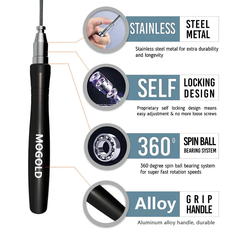 Professional Speed Jump Rope for Gym Fitness - Never Give Up Fit & Healthy