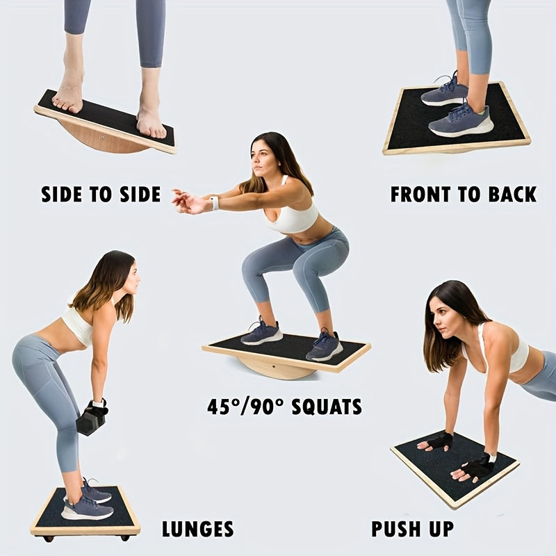 🪵 Wooden Balance Fitness Board – Core Strength, Stability & Coordination Trainer - Never Give Up Fit & Healthy