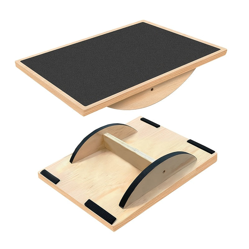 🪵 Wooden Balance Fitness Board – Core Strength, Stability & Coordination Trainer - Never Give Up Fit & Healthy