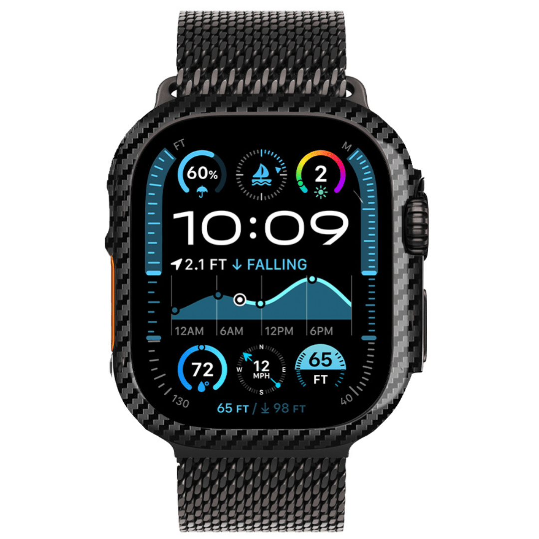 Real Twill Carbon Fiber Apple Watch Case – Ultra-Light, Sleek & Impact-Ready - Never Give Up Fit & Healthy