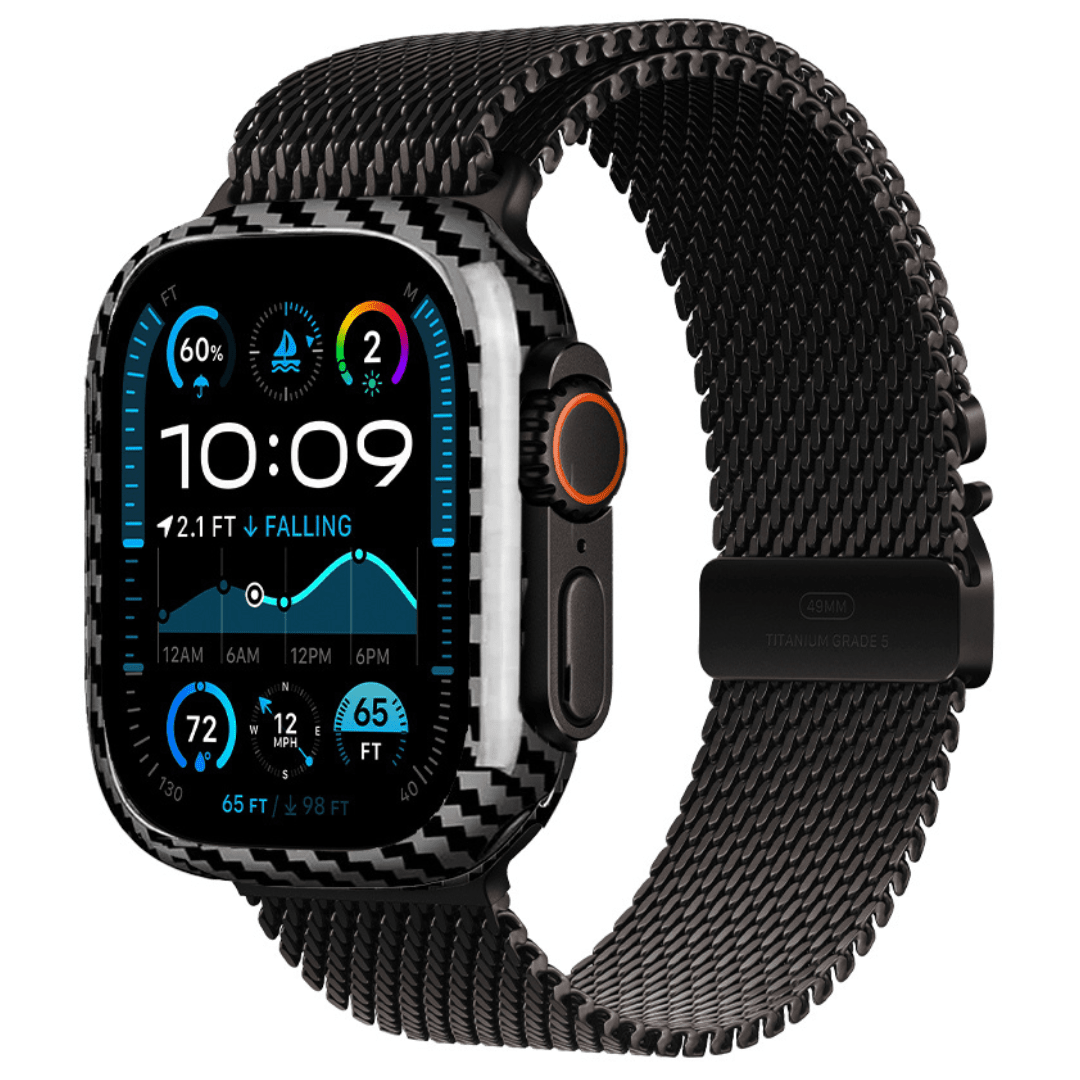 Real Twill Carbon Fiber Apple Watch Case – Ultra-Light, Sleek & Impact-Ready - Never Give Up Fit & Healthy