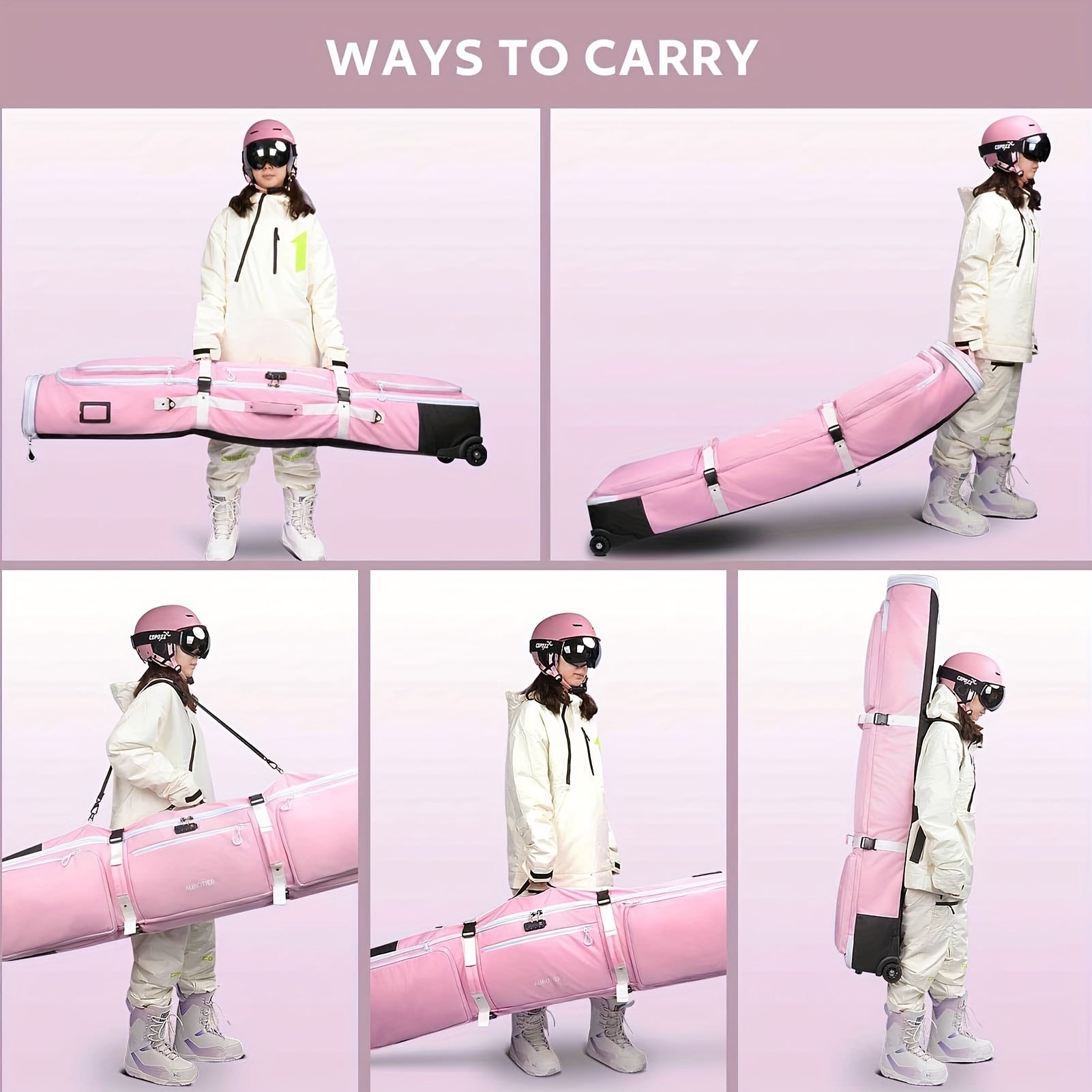 Snowboard Bag with Wheels and TSA Lock - Never Give Up Fit & Healthy