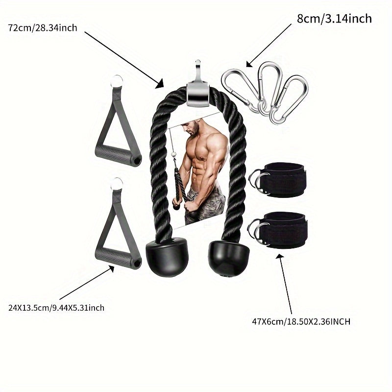 8-Piece Tricep Rope Set – Durable Nylon, Pulley-Compatible & Built for Upper Body Power - Never Give Up Fit & Healthy