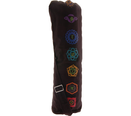 Chakra Print Yoga Mat Bag – Durable Cotton Canvas with Adjustable Strap & Zipper Pocket - Never Give Up Fit & Healthy