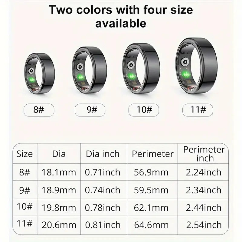 Smart Ring Fitness Tracker - Stainless Steel Workout Smart Ring - Never Give Up Fit & Healthy