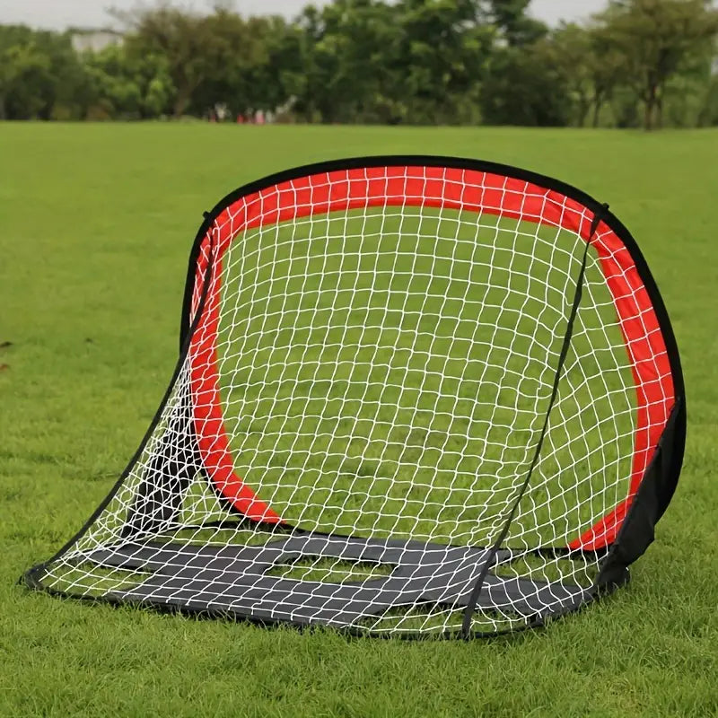 Portable Dual-Use Folding Soccer Goal – Red | Stainless Steel, Foldable & Built for Precision Training - Never Give Up Fit & Healthy