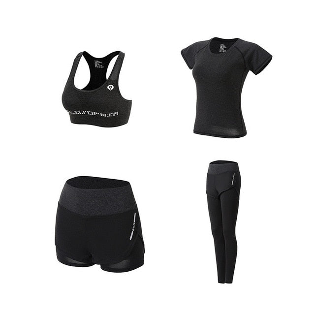 5-Piece Women's Yoga & Fitness Set – Quick-Dry, Compressed & Built for Performance - Never Give Up Fit & Healthy