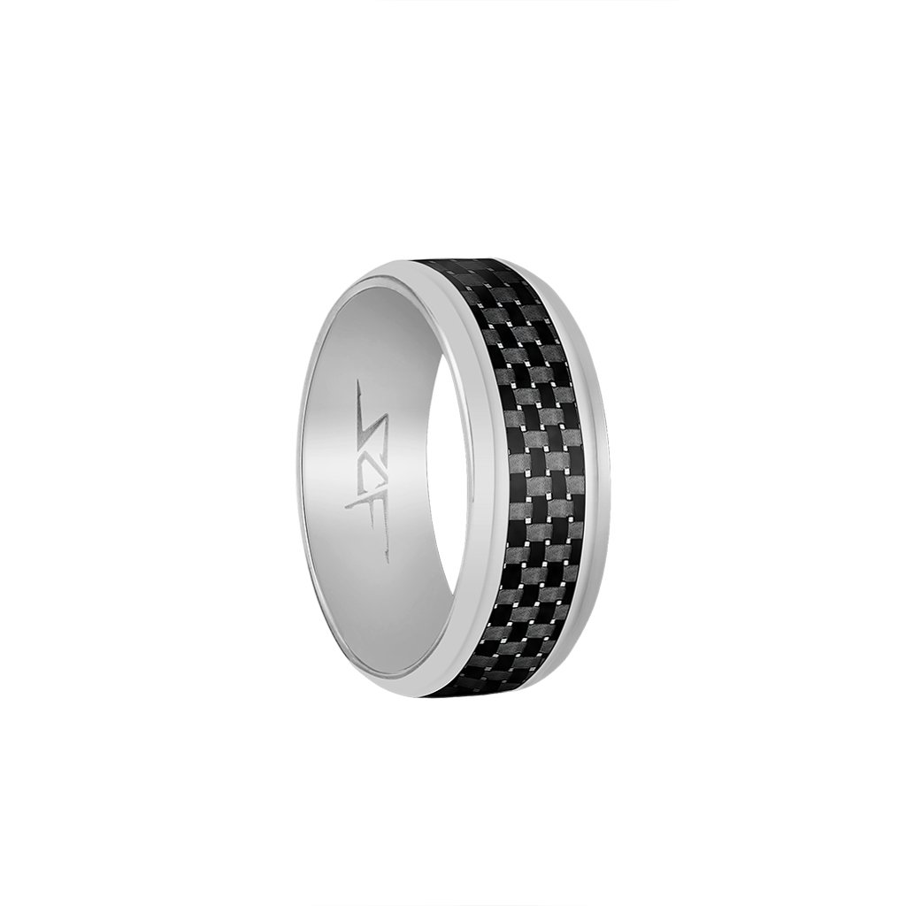 Carbon Fiber Ring | Silver | Slate Series - Never Give Up Fit & Healthy